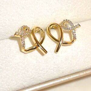 Beautiful 14k Yellow Gold Over Silver Sim. Diamond Studs